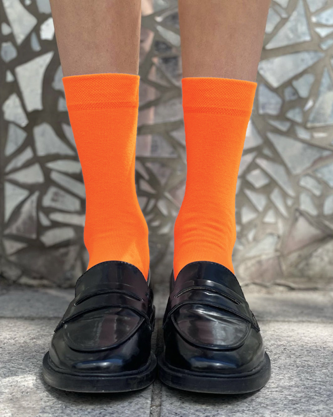 orange socks, womens cotton crew socks, thin socks