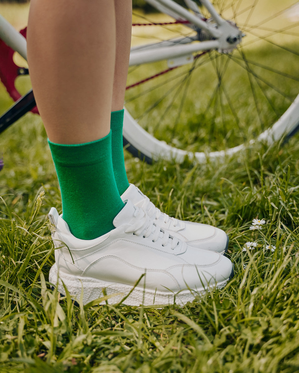 Women's cotton crew socks in dark green