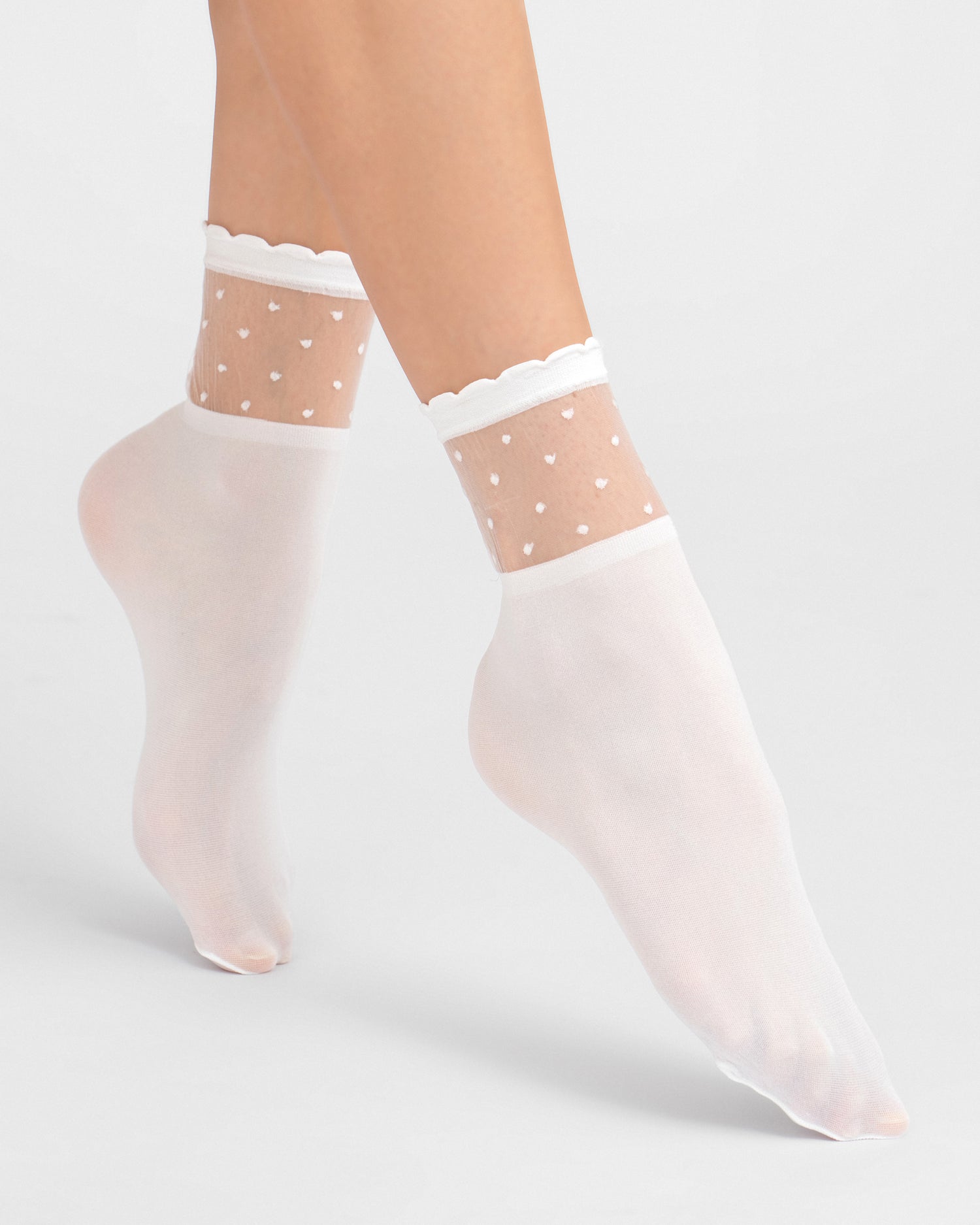 White ruffle ankle socks for women, sheer nylon socks, fancy socks