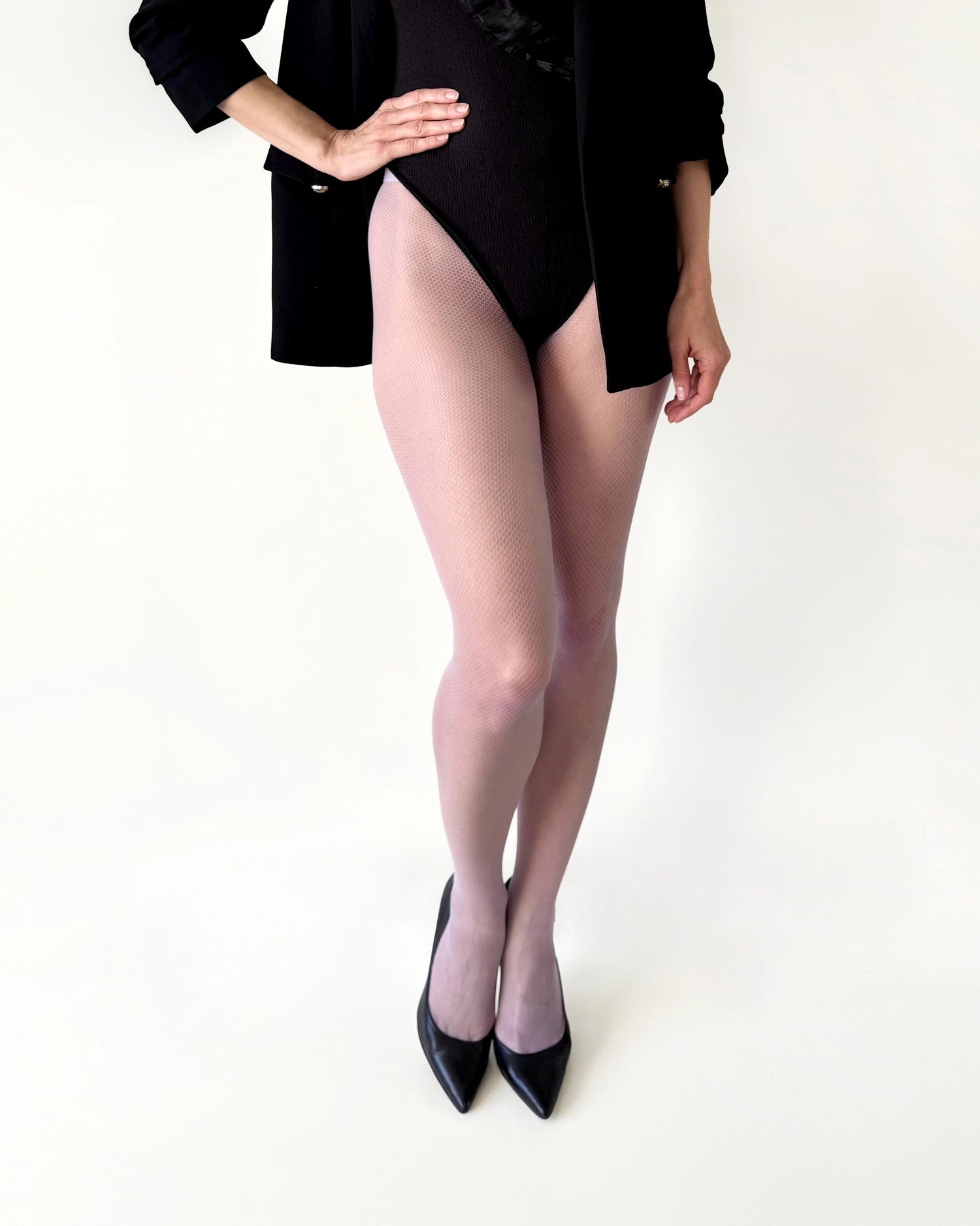 Purple fishnet tights, small net fishnet pantyhose, fashion tights for women