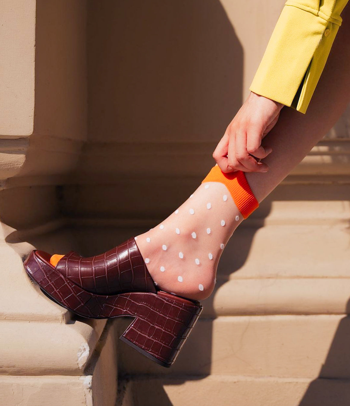 Ohdita Women's sheer polka dot socks, Sheer crew socks