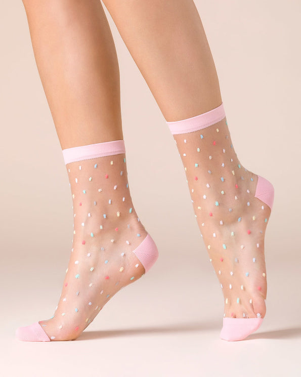 womens sheer socks with colorful polka dots, fancy socks, fashion socks