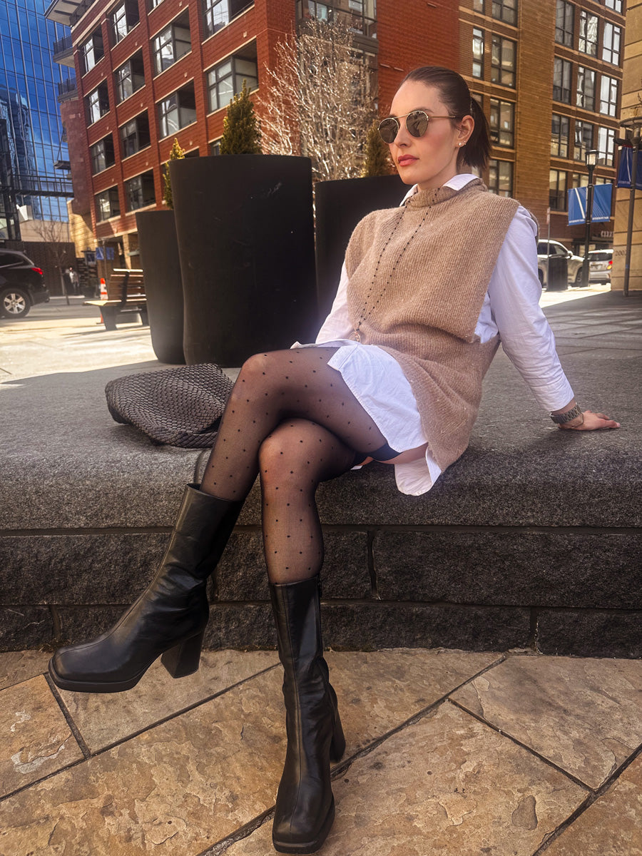 black polka dot thigh highs