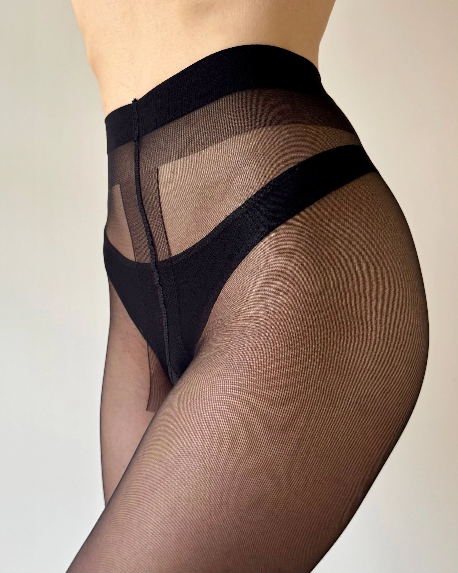 sheer to waist pantyhose, premium sheer black tights for women with flat seems.