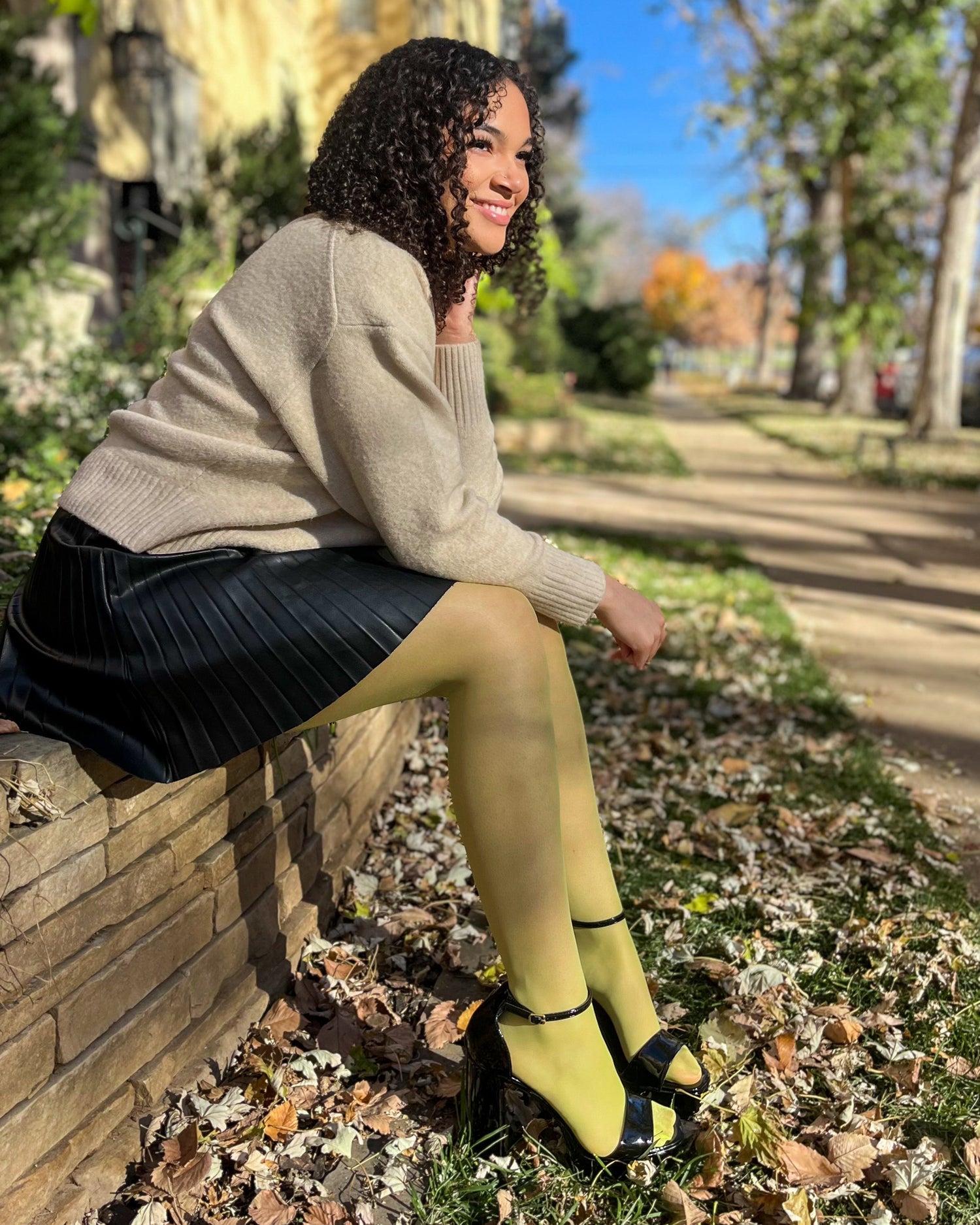 lime green tights, see through tights
