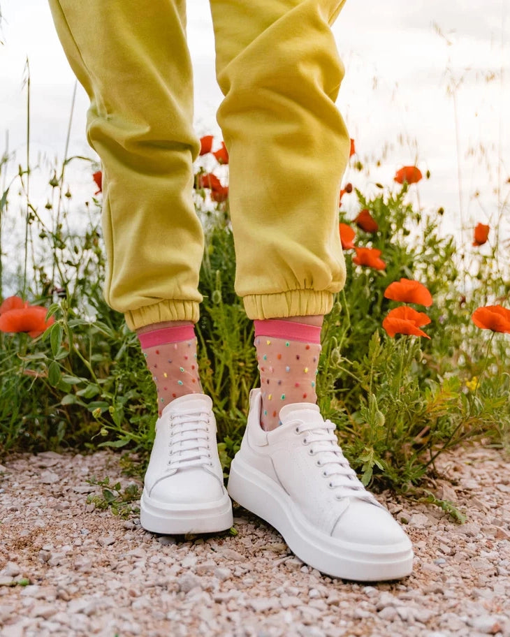 Polka dot socks, women's sheer socks, fashion socks