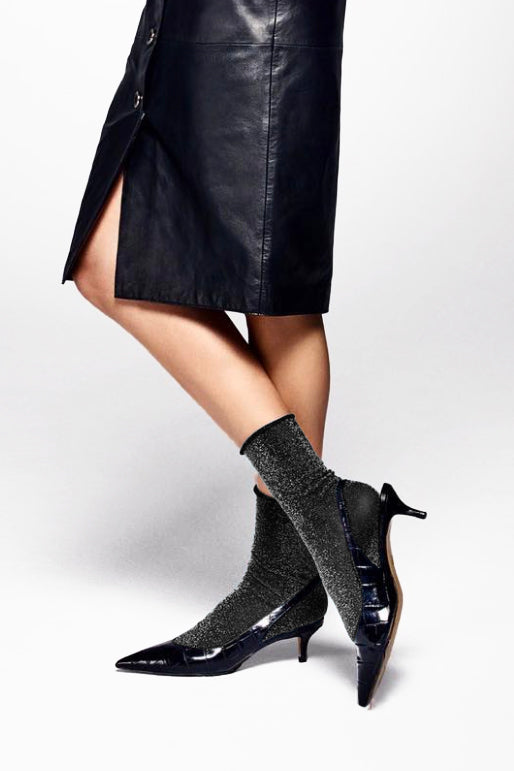 black ankle socks, shimmer glitter socks, fancy socks, fashion socks