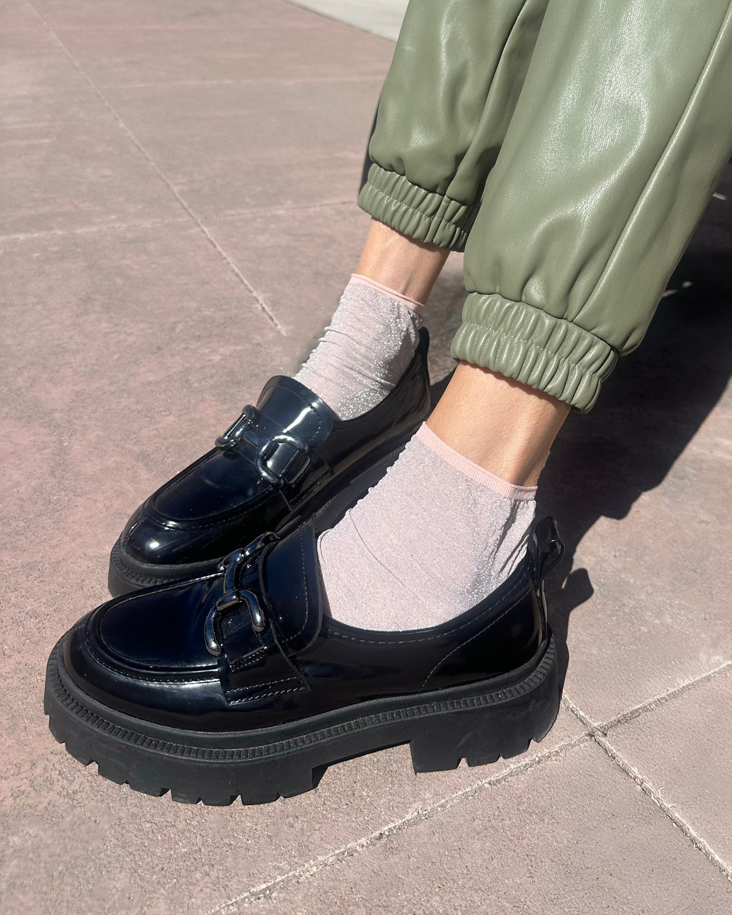 Ohdita light pink ankle socks, smimmer glitter socks