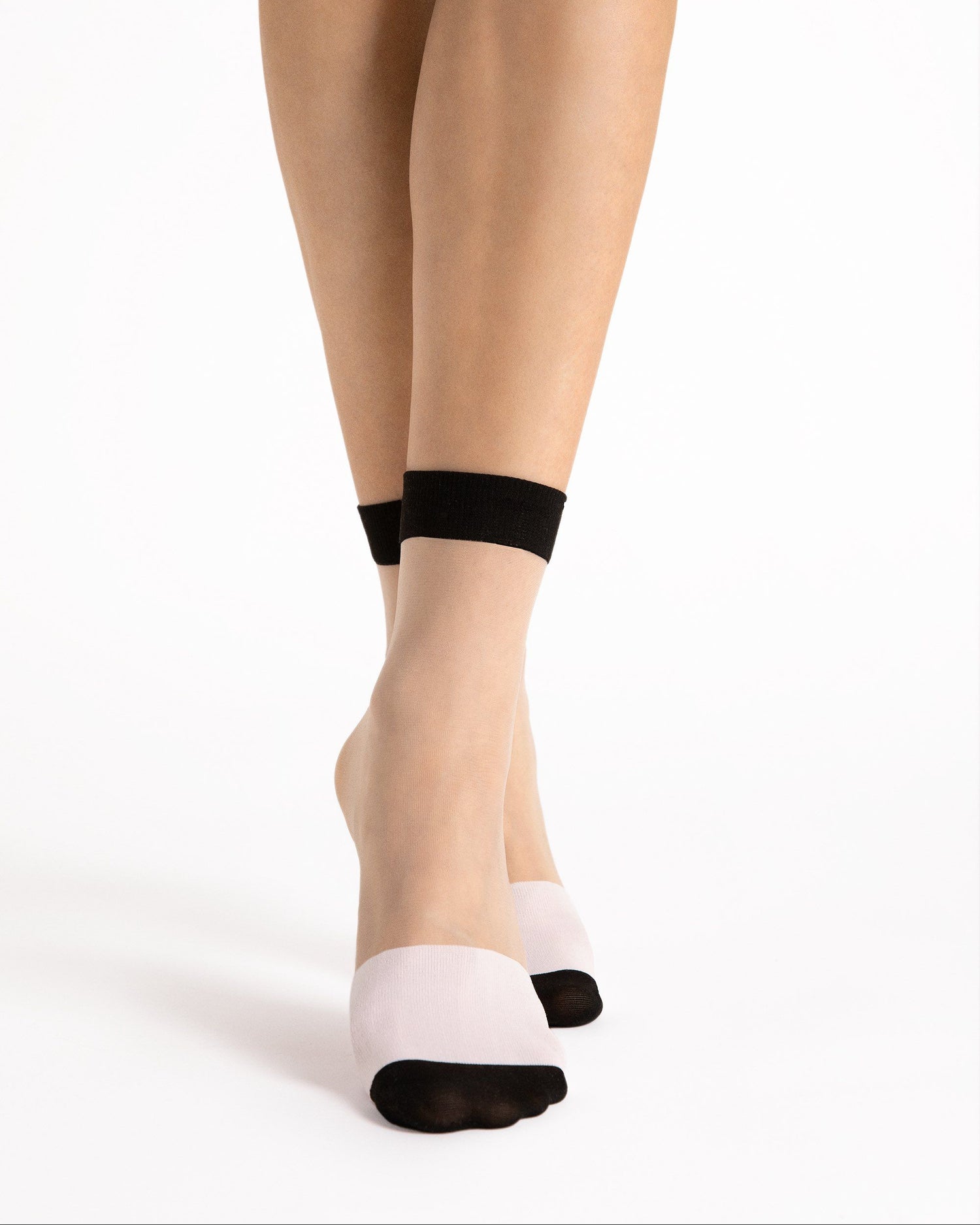 Ohdita women's sheer socks, fashion crew socks, fancy socks for summer in black and white