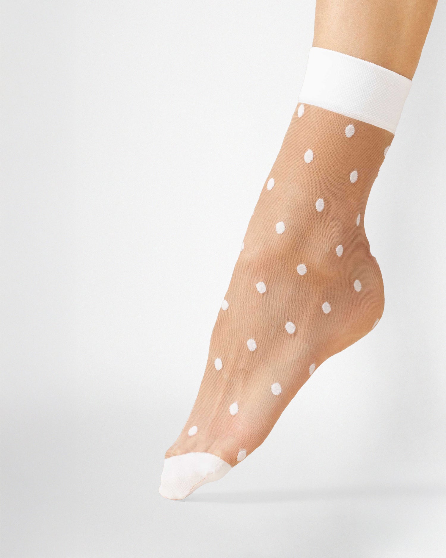 Ohdita womens sheer socks, white polka dot socks, crew socks