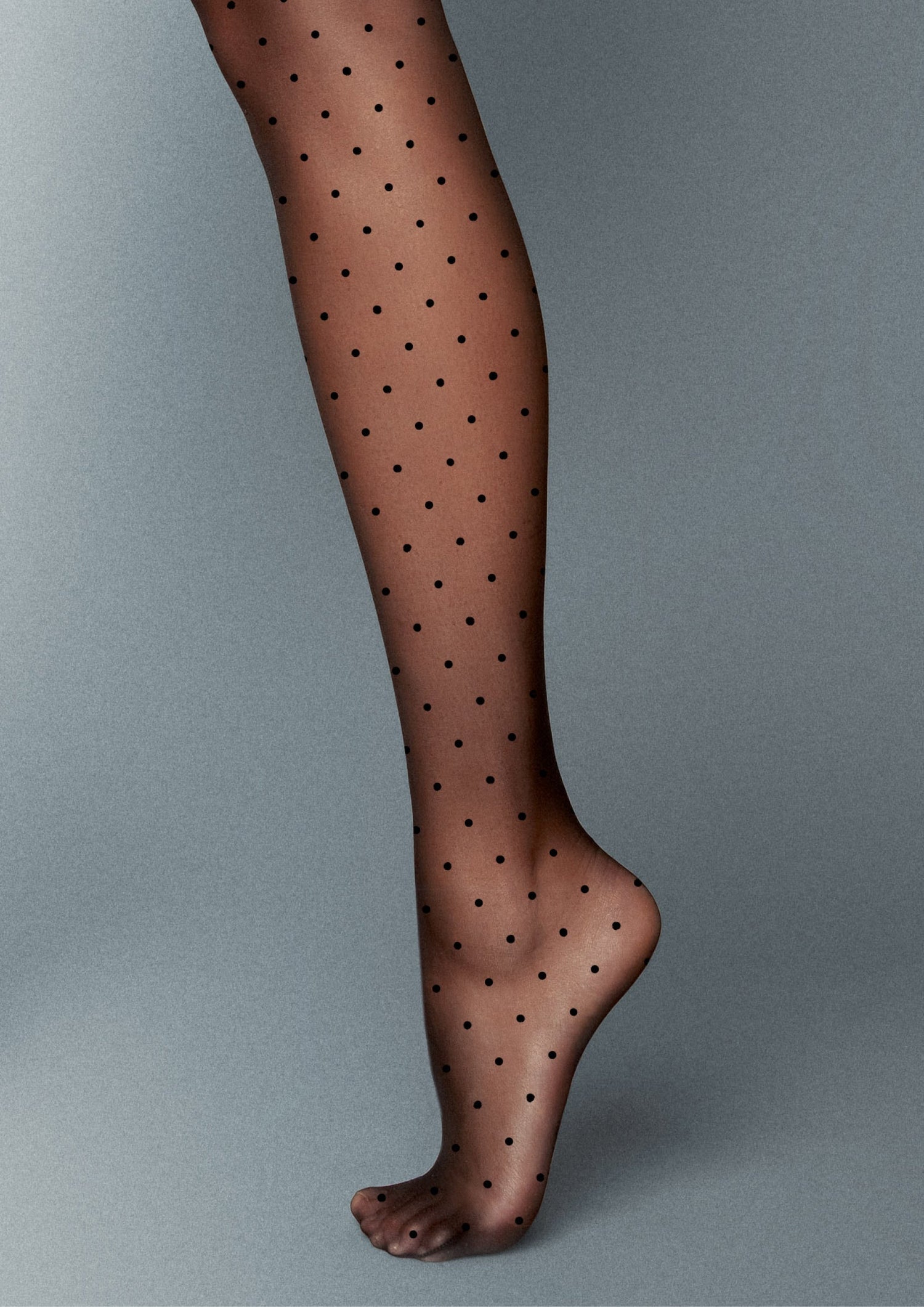 Women's Black Sheer tights with polka dots