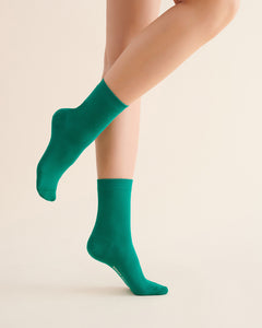 Lightweight dark green Women's cotton socks 