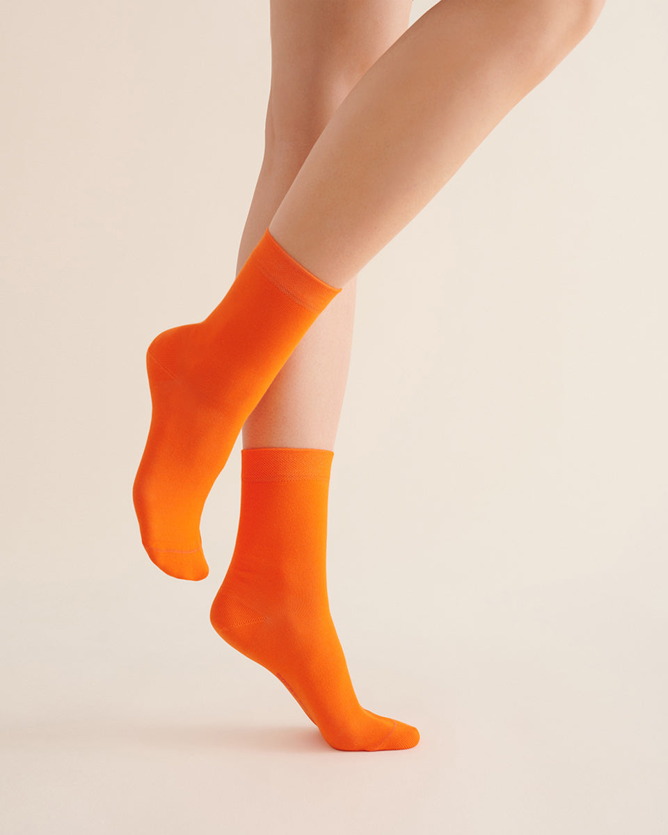 Orange Women's cotton socks 