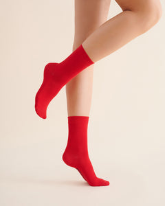 Red Women's cotton crew socks 