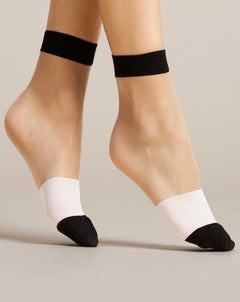 Sheer fashion black ankle socks patterned for women