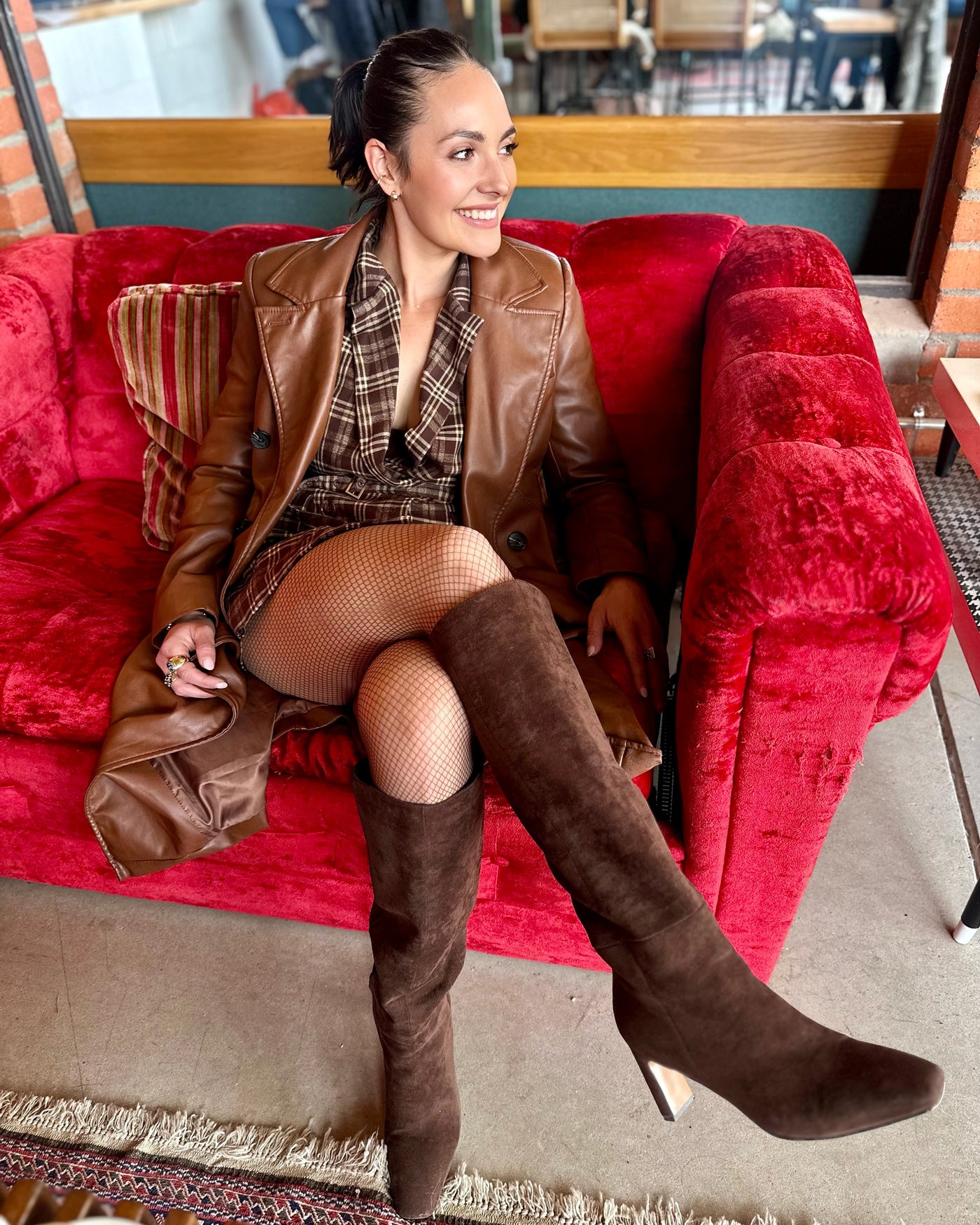 dark brown fishnet tights