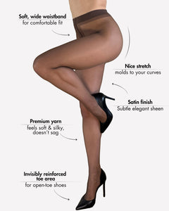 brown pantyhose, sheer to waist pantyhose with flat seams, sheer tights