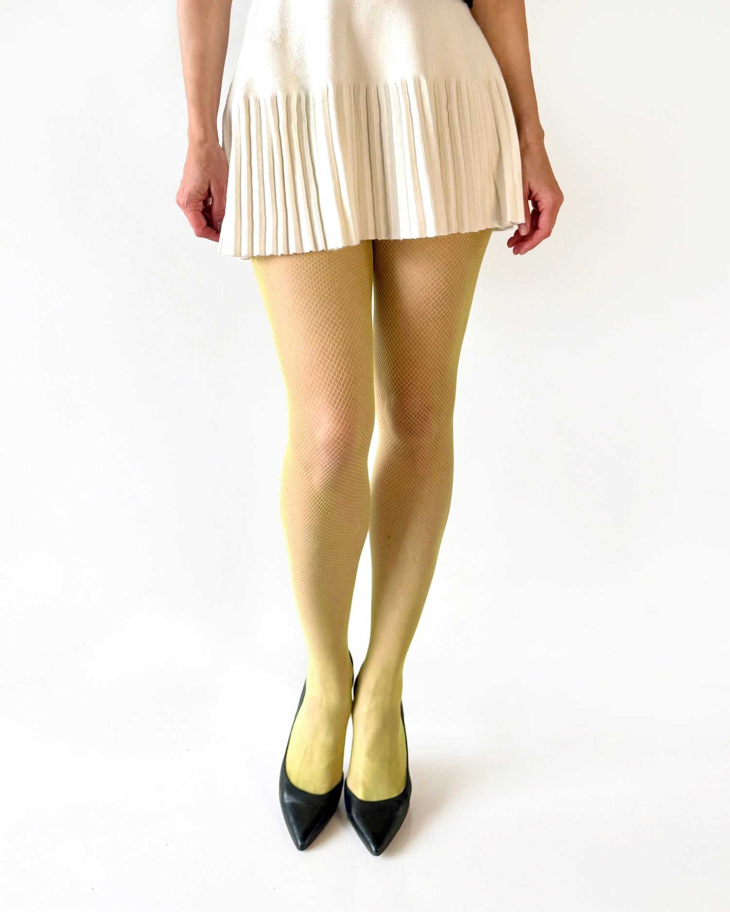 Women's neon green fishnet tights 