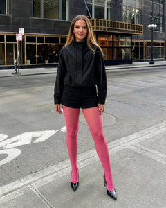 Women's pink tights. Durable Italian pink pantyhose for all day comfort. Fashion tights