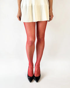 Premium womens red fishnets, small mesh fishnet pantyhose