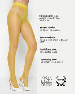 High quality yellow tights. Sheer colored tights for women.