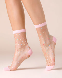 womens sheer socks with colorful polka dots, fancy socks, fashion socks