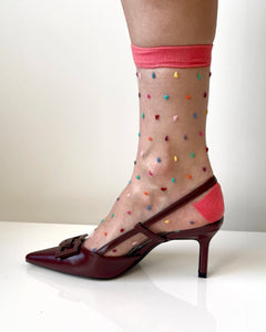 Womens Polka dot socks, sheer socks, fashion socks 
