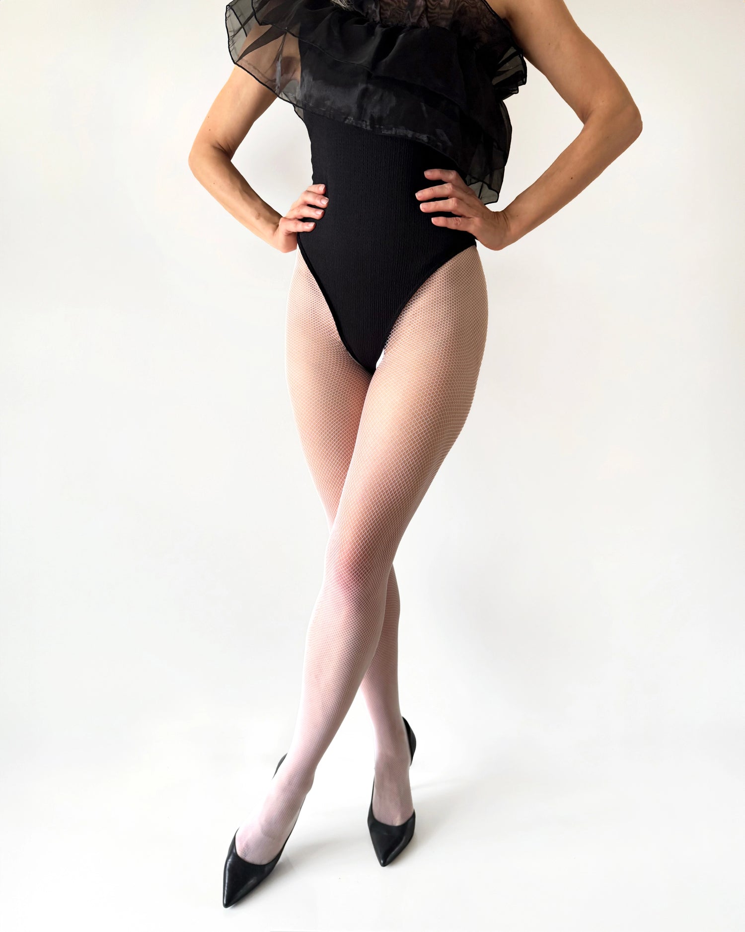 White fishnets, small net fishnet pantyhose for women