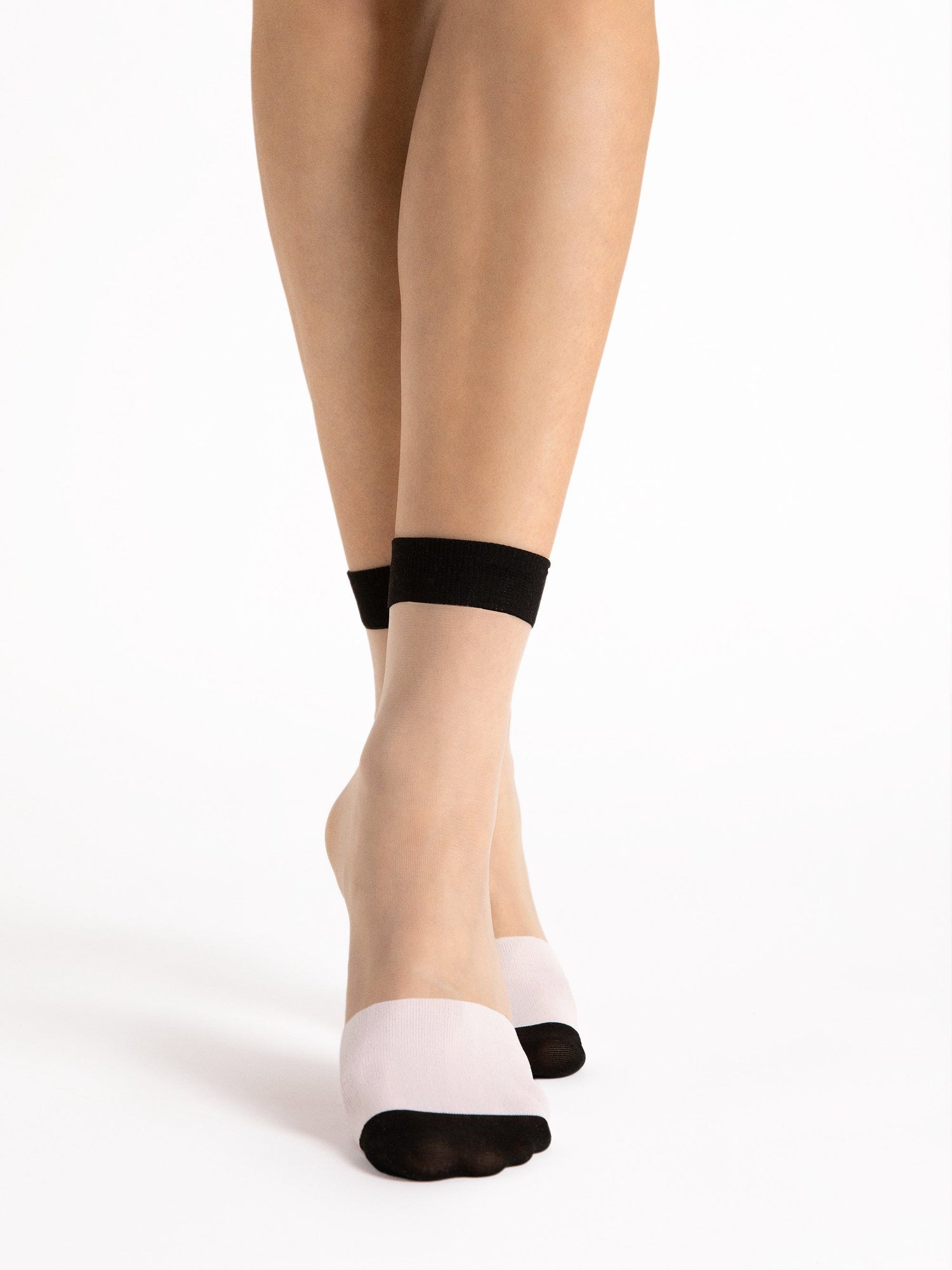 Ohdita women's sheer socks,  fashion crew socks, fancy socks for summer in black and white